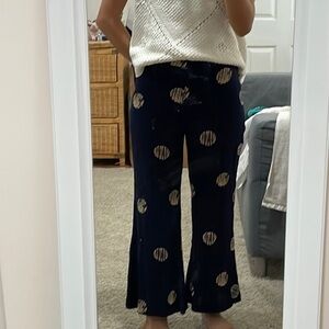 Flare Summer Pants Rayon, Navy Blue